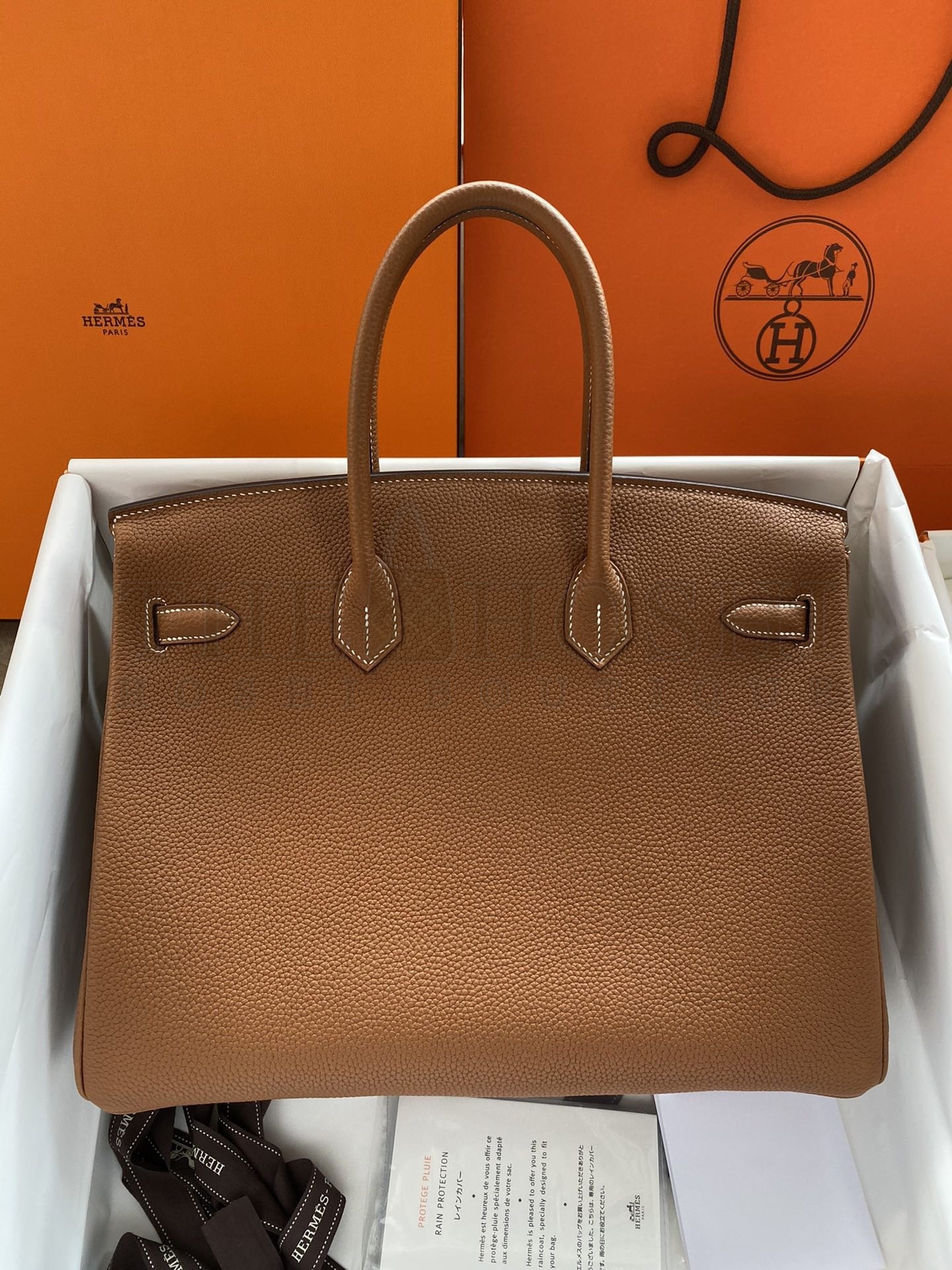 H**me5 Birkin 35 Retourne Handmade Bag In Gold Clemence Leather Master Quality