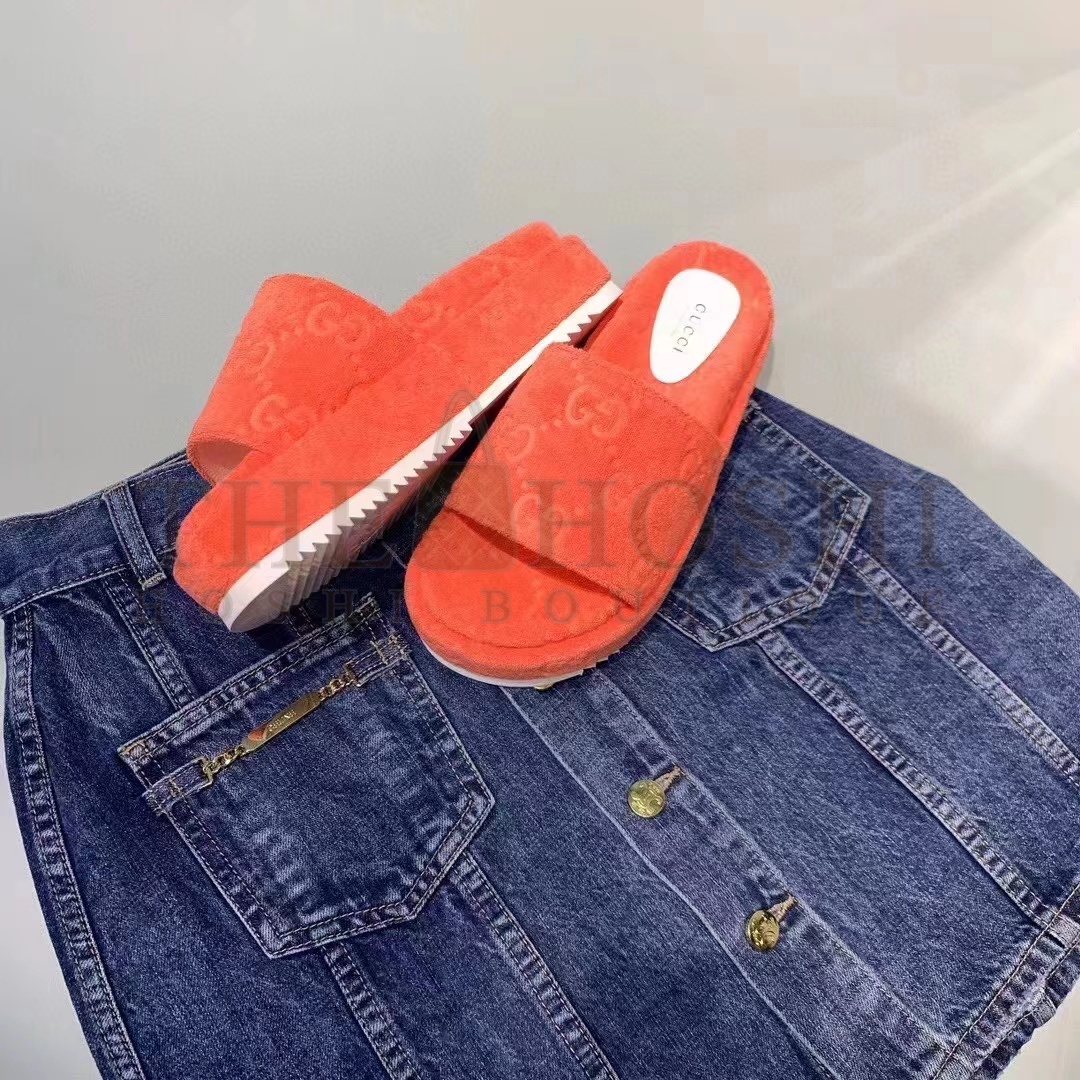 Gvc*1 Unisex G2 Platform Sandals Orange G2 Cotton Sponge Rubber Sole 3 Cm heel Master Quality
