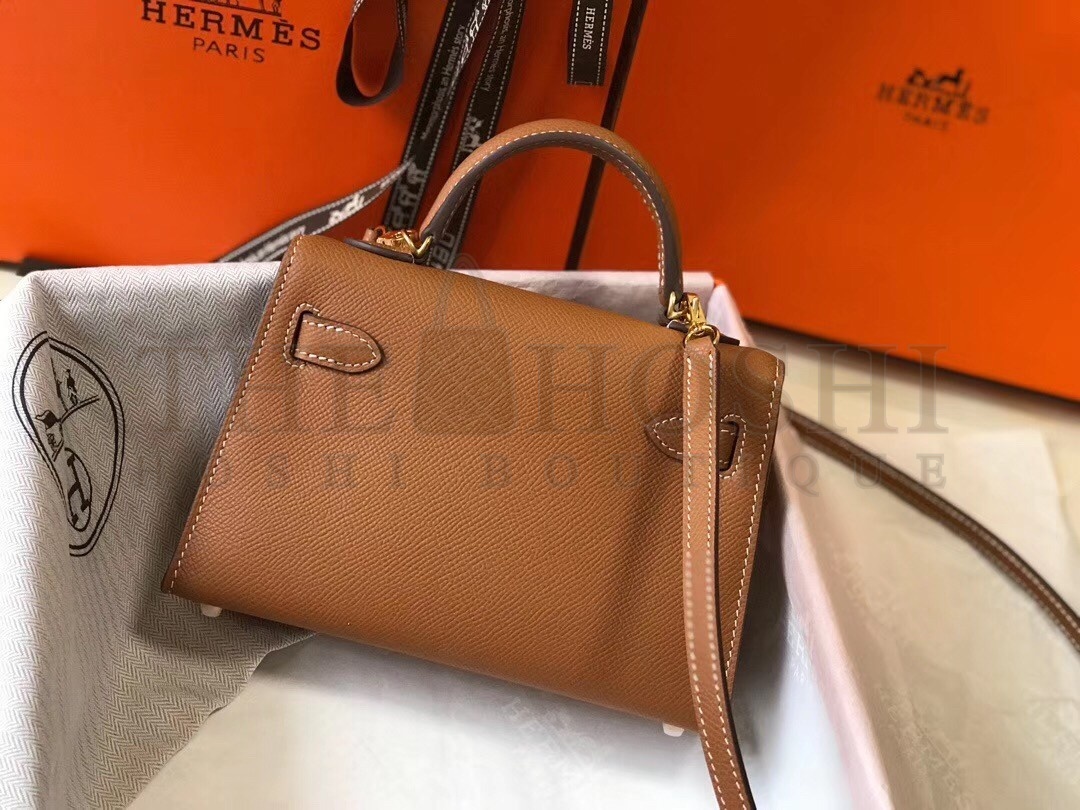 H**me5 Kelly Mini II Bag In Gold Epsom Leather Master Quality
