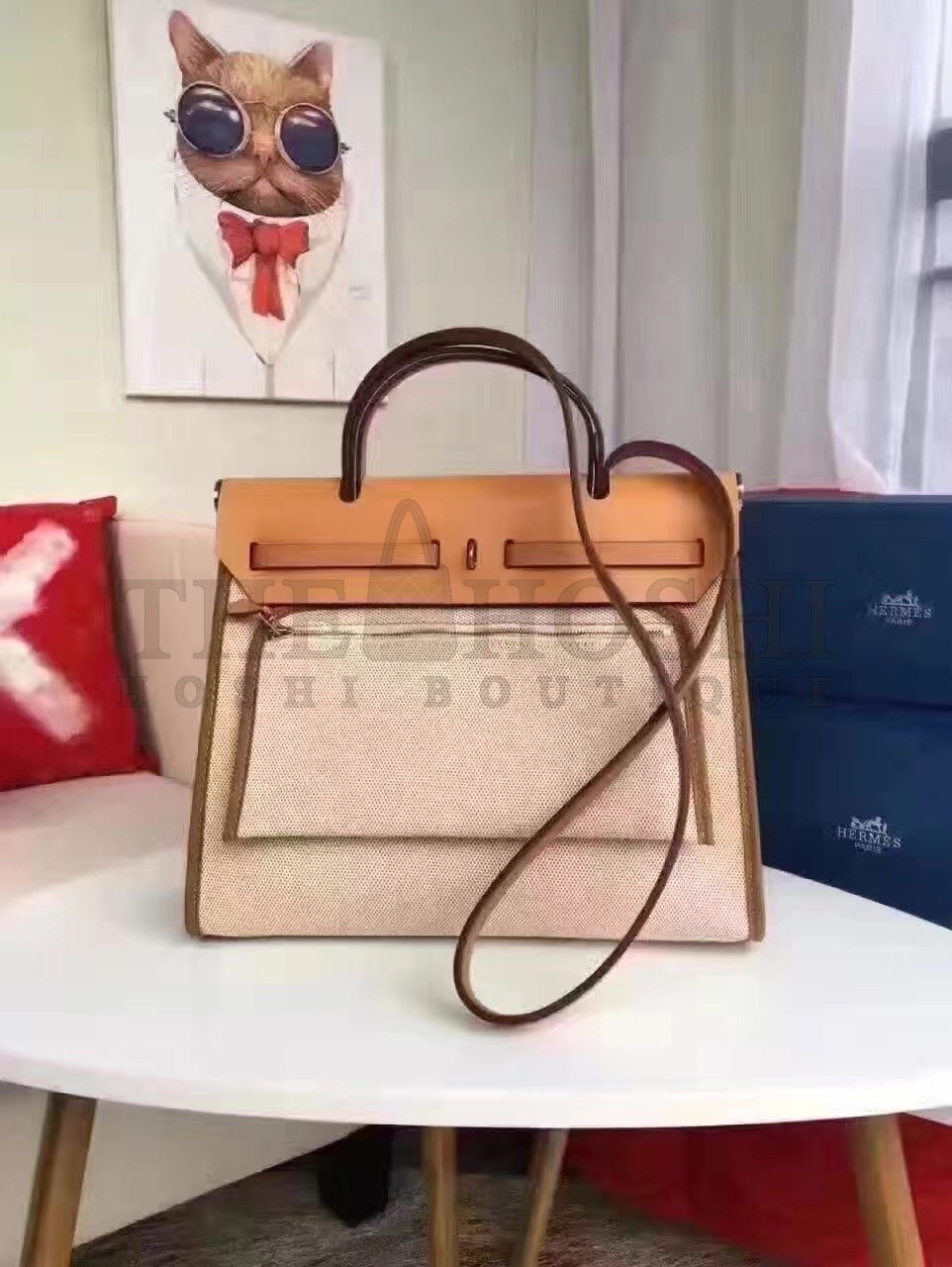H**me5 Herbag Zip PM 31cm Bag In Beige Canvas Master Quality
