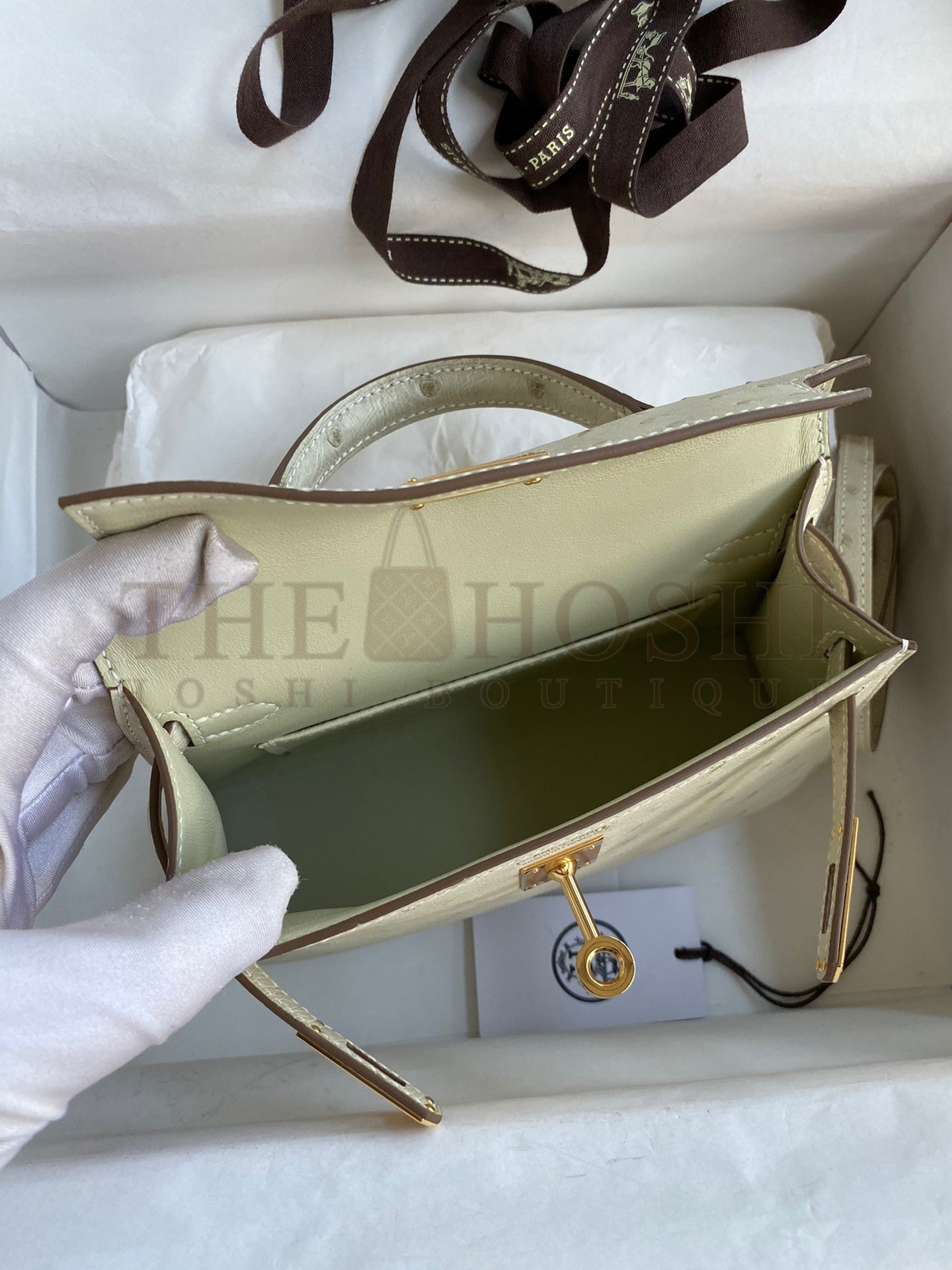 H**me5 Kelly Mini II Sellier Handmade Bag In Beton Ostrich Leather Master Quality