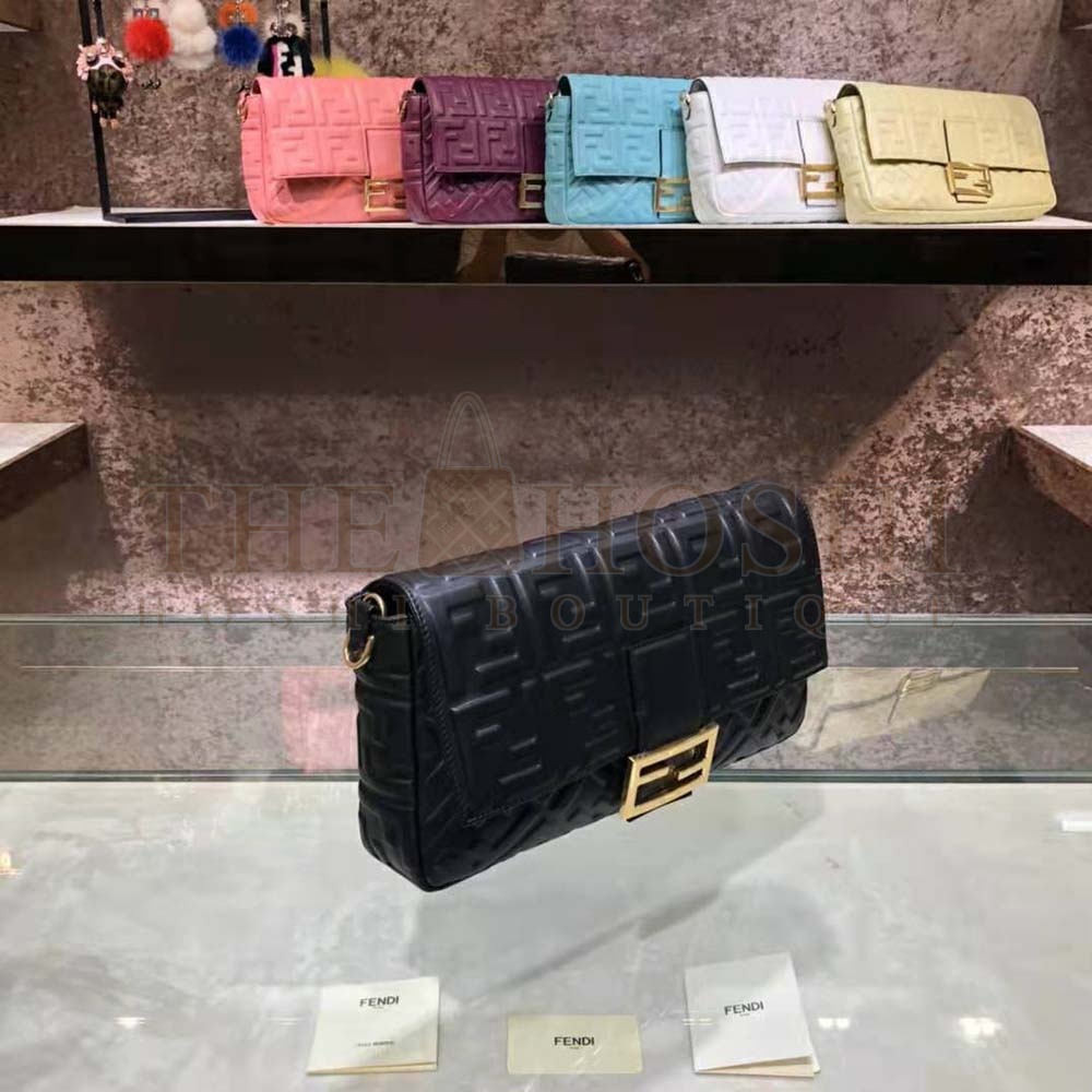 F**di Women Iconic Large Baguette Leather Bag-Black Master Quality
