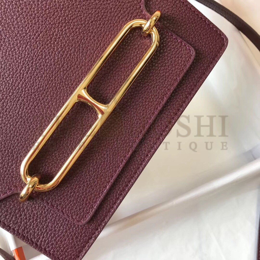H**me5 Mini Sac Roulis 18cm Bag In Burgundy Evercolor Calfskin Master Quality