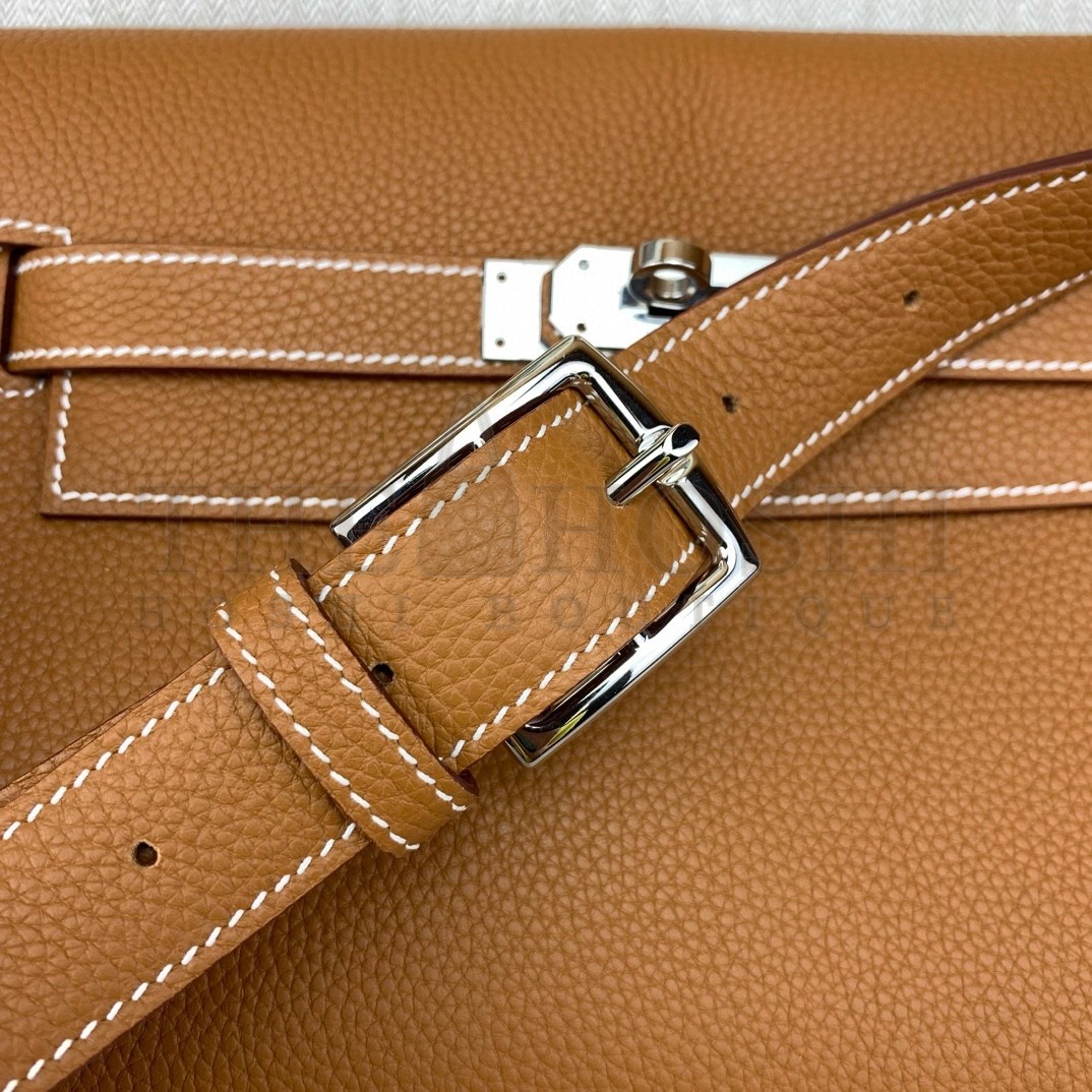H**me5 Kelly Messenger Bag in Gold Clemence Leather Master Quality