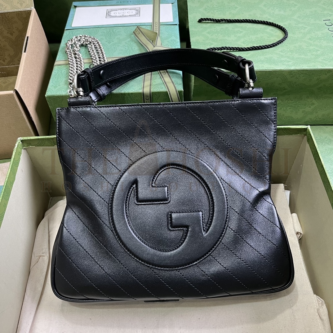 Gvc*1 Women GG Blondie Small Tote Bag Black Leather Round Interlocking G Master Quality