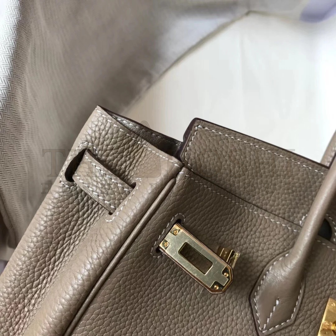 H**me5 Birkin 25 Bag In Tourterelle Clemence Leather with GHW Master Quality