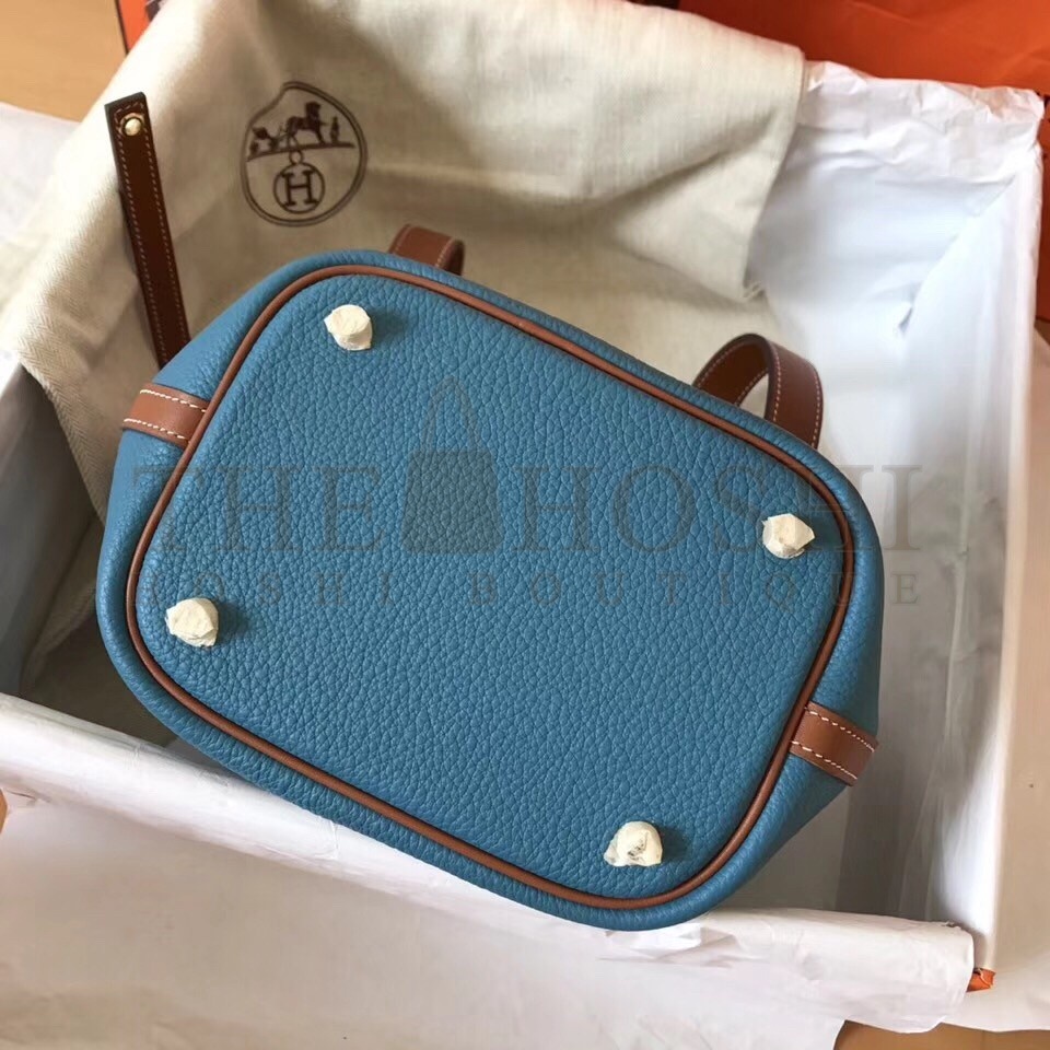 H**me5 Bicolor Picotin Lock MM 22cm Blue Jean Bag Master Quality