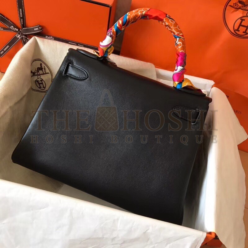 H**me5 Black Swift Kelly 28cm Handmade Bag Master Quality