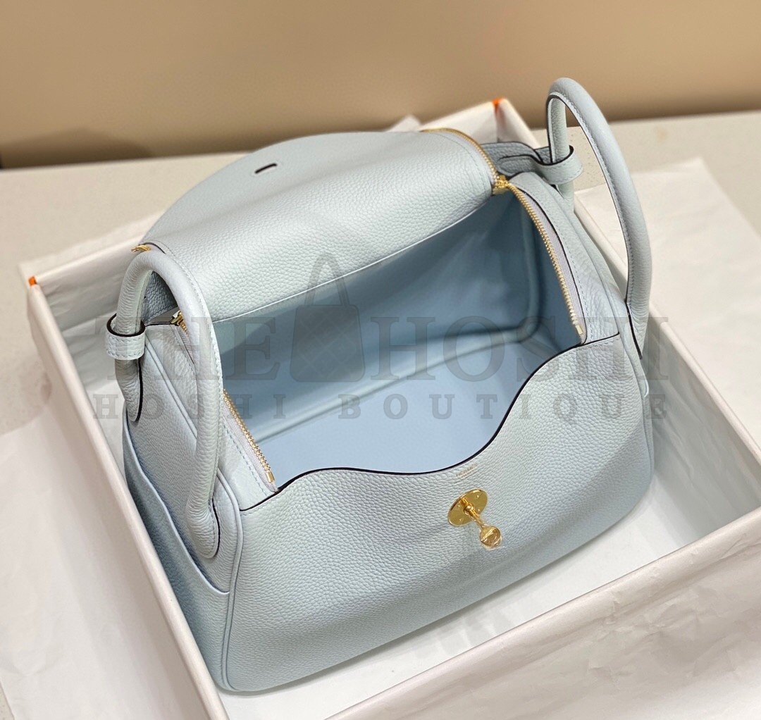 H**me5 Lindy 26cm Bag In Blue Brume Clemence Leather GHW Master Quality