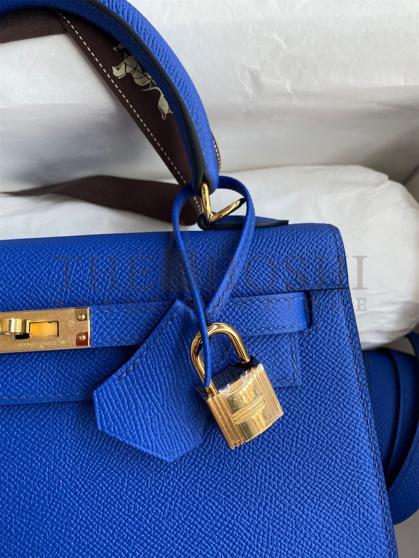 H**me5 Epsom Kelly 25cm Sellier Handmade Blue France Bag Master Quality
