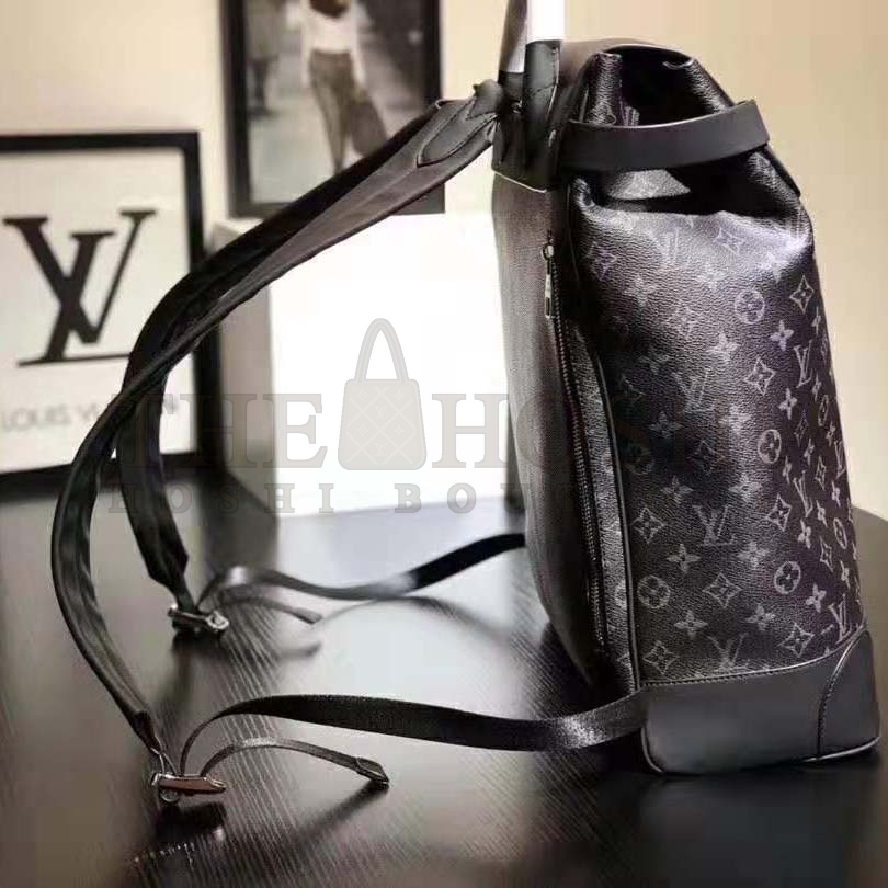 L0vis Vvtt0n LV Men Steamer Backpack in Monogram Eclipse Canvas-Grey Master Quality