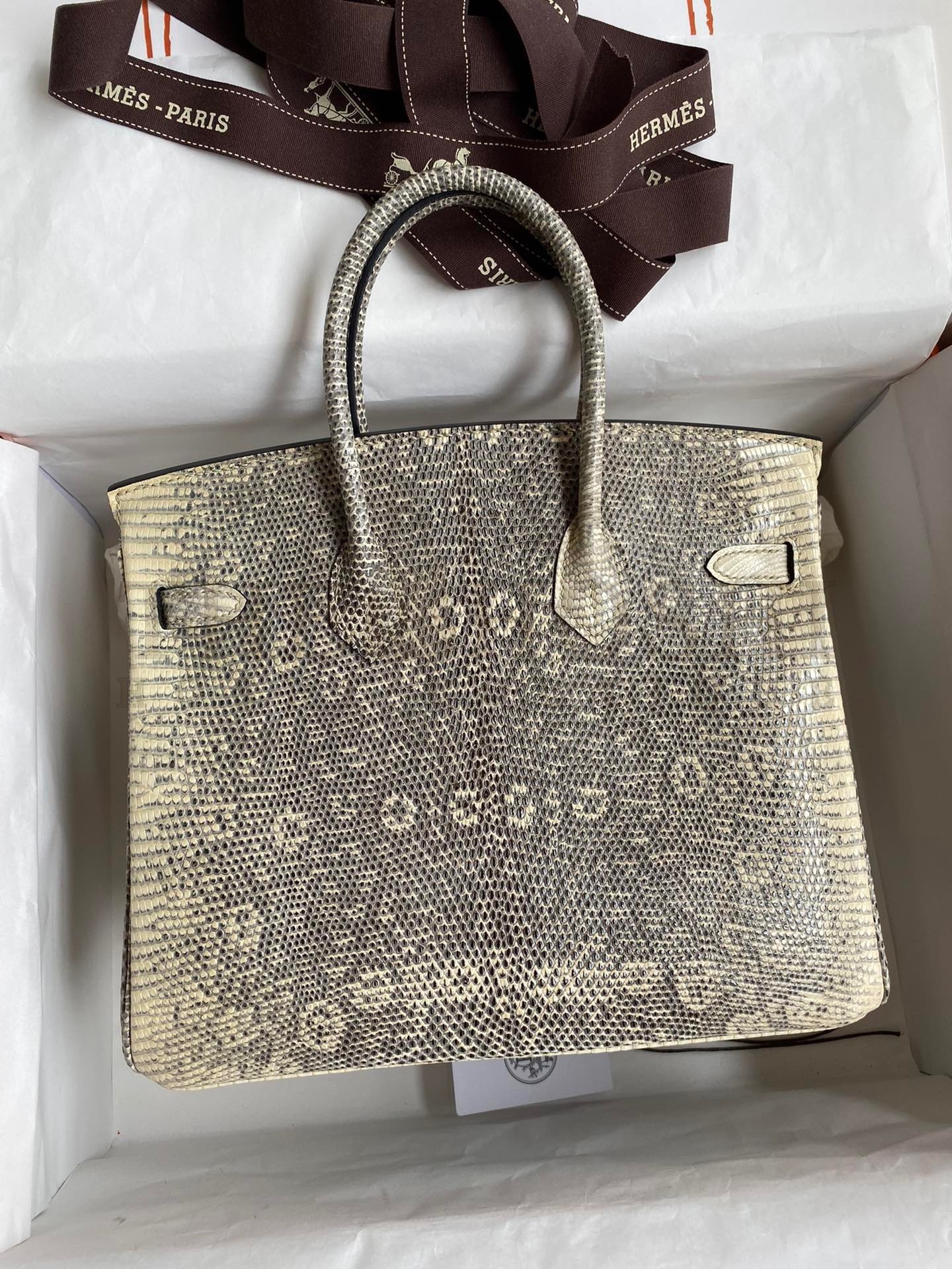 H**me5 Birkin 25 Retourne Handmade Bag In Ombre Lizard Leather Master Quality