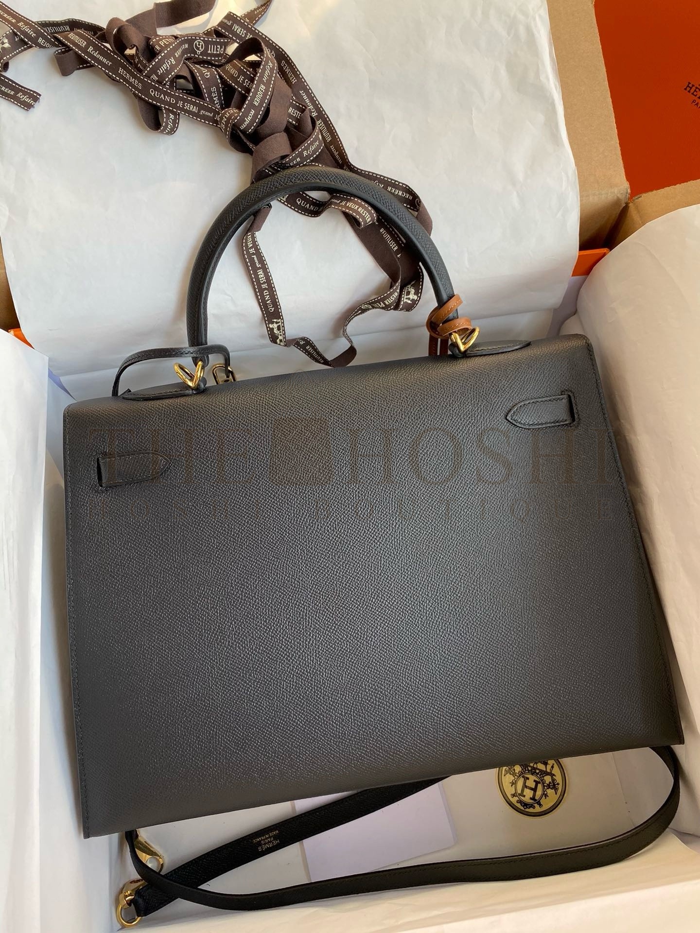 H**me5 Kelly Sellier 35 Handmade Bag In Black Epsom Calfskin Master Quality