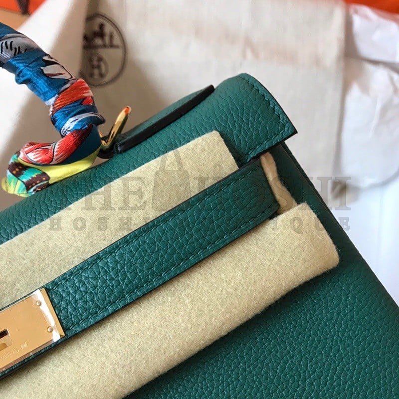 H**me5 Kelly Retourne 28 Handmade Bag In Malachite Clemence Leather Master Quality