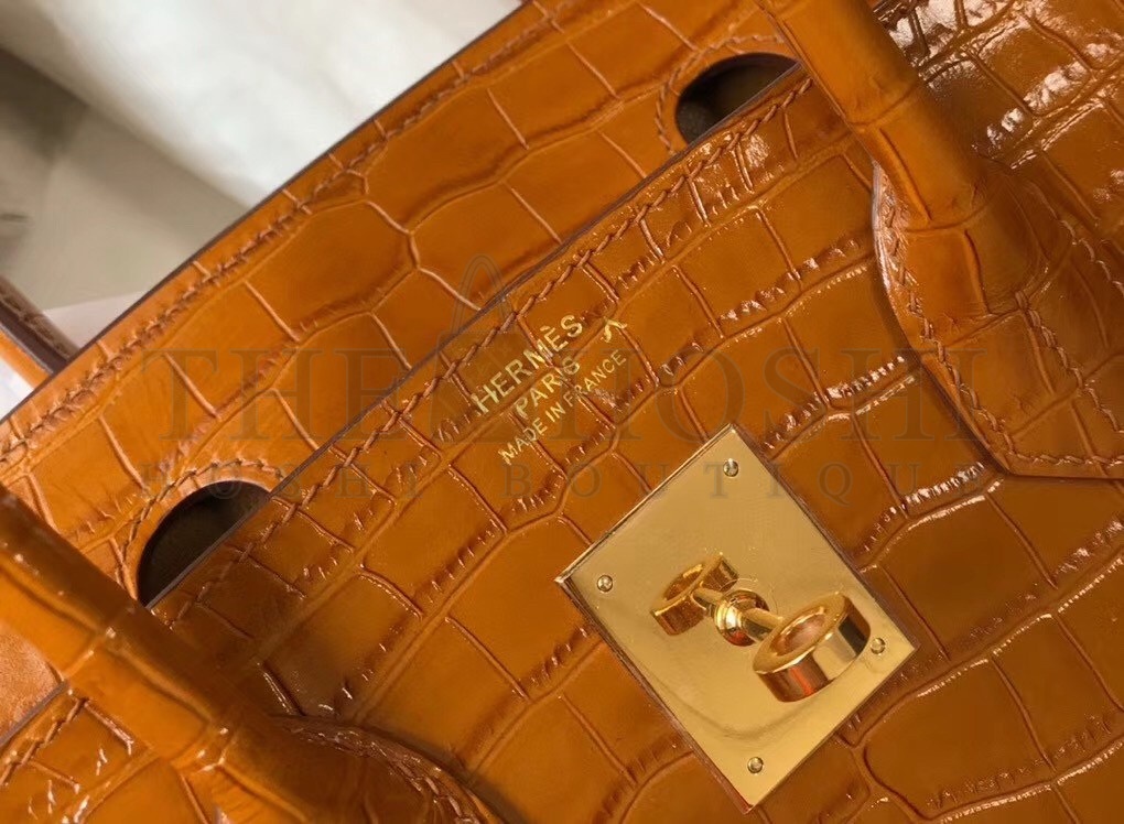 H**me5 Birkin 30cm Bag In Gold Embossed Crocodile Leather Master Quality