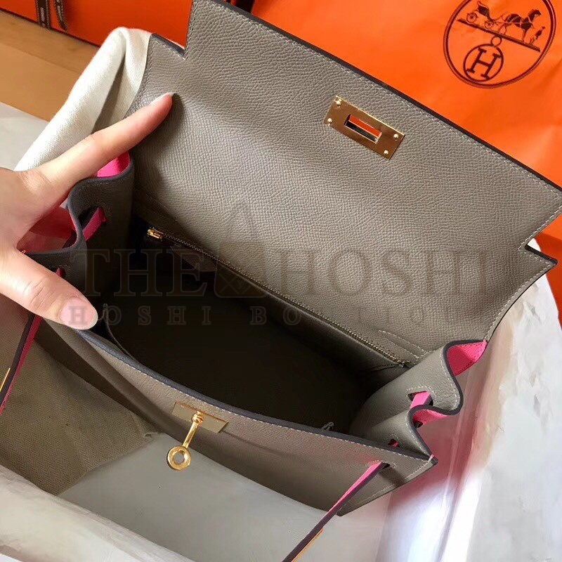 H**me5 Bicolor Epsom Kelly 28cm Taupe Handmade Bag Master Quality