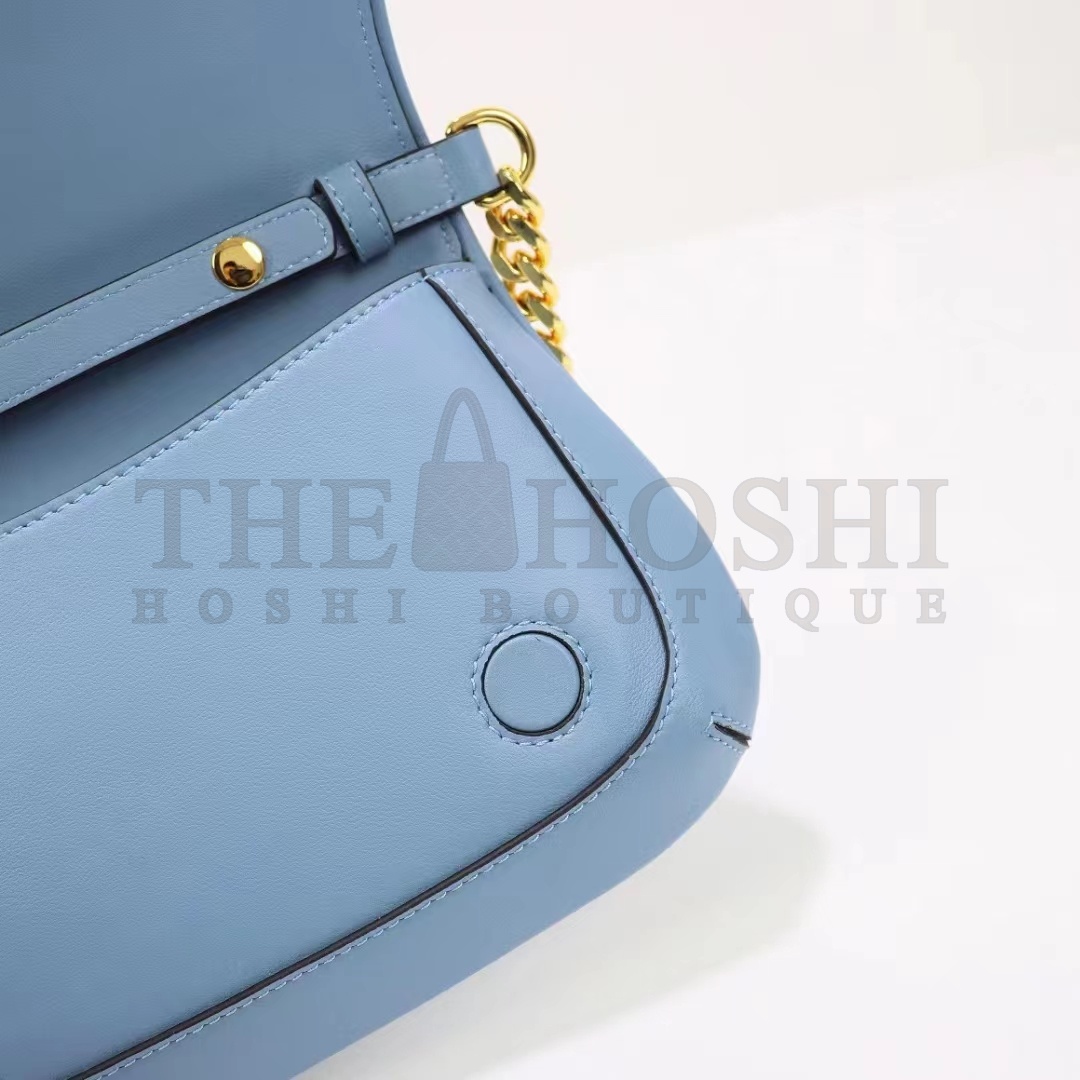 Gvc*1 Women GG Blondie Shoulder Bag Blue Leather Round Interlocking G Master Quality