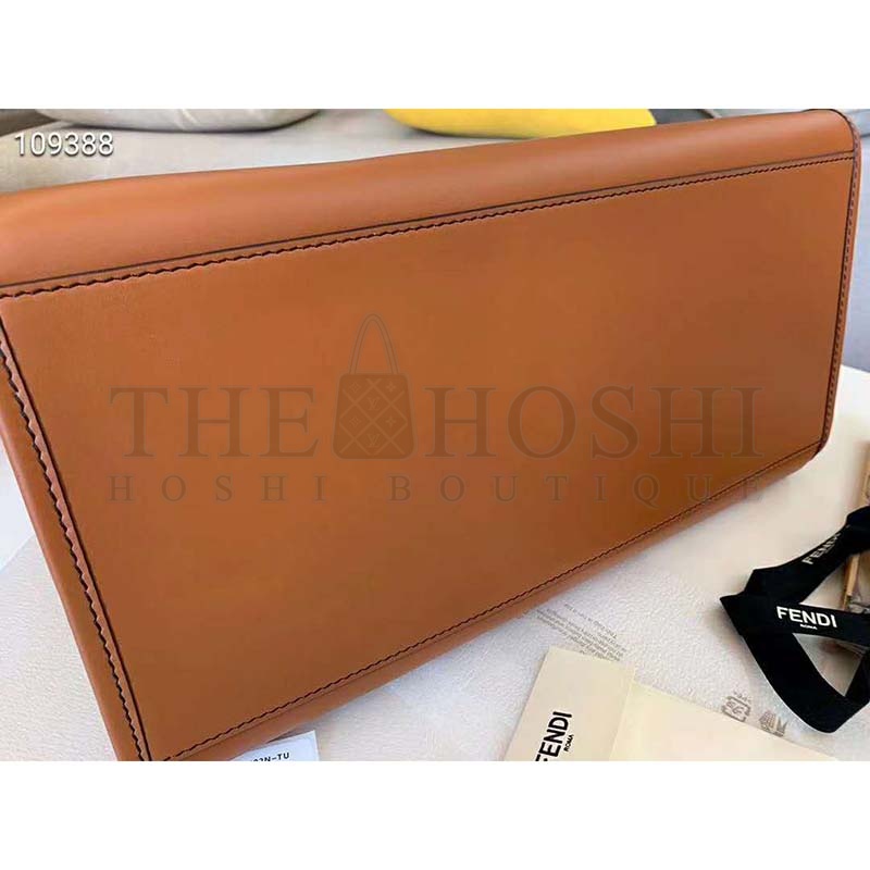 F**di Women Sunshine Shopper Bag Brown Leather Shopper “F**di ROMA” Master Quality
