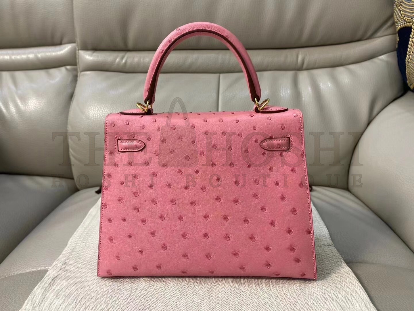 H**me5 Terre Cutie Ostrich Kelly 25cm Handmade Bag Master Quality