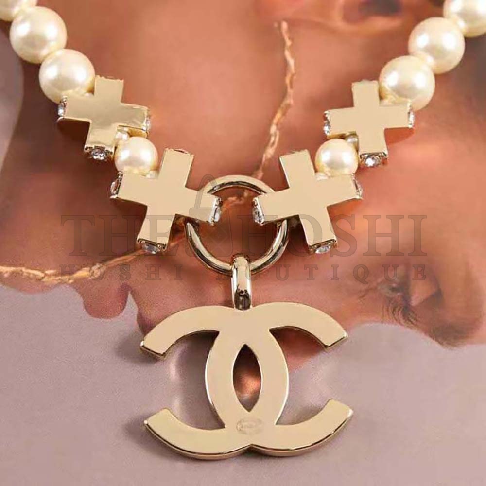 Ch**el Women Pendant Earrings in Metal Glass Pearls &amp; Strass Master Quality