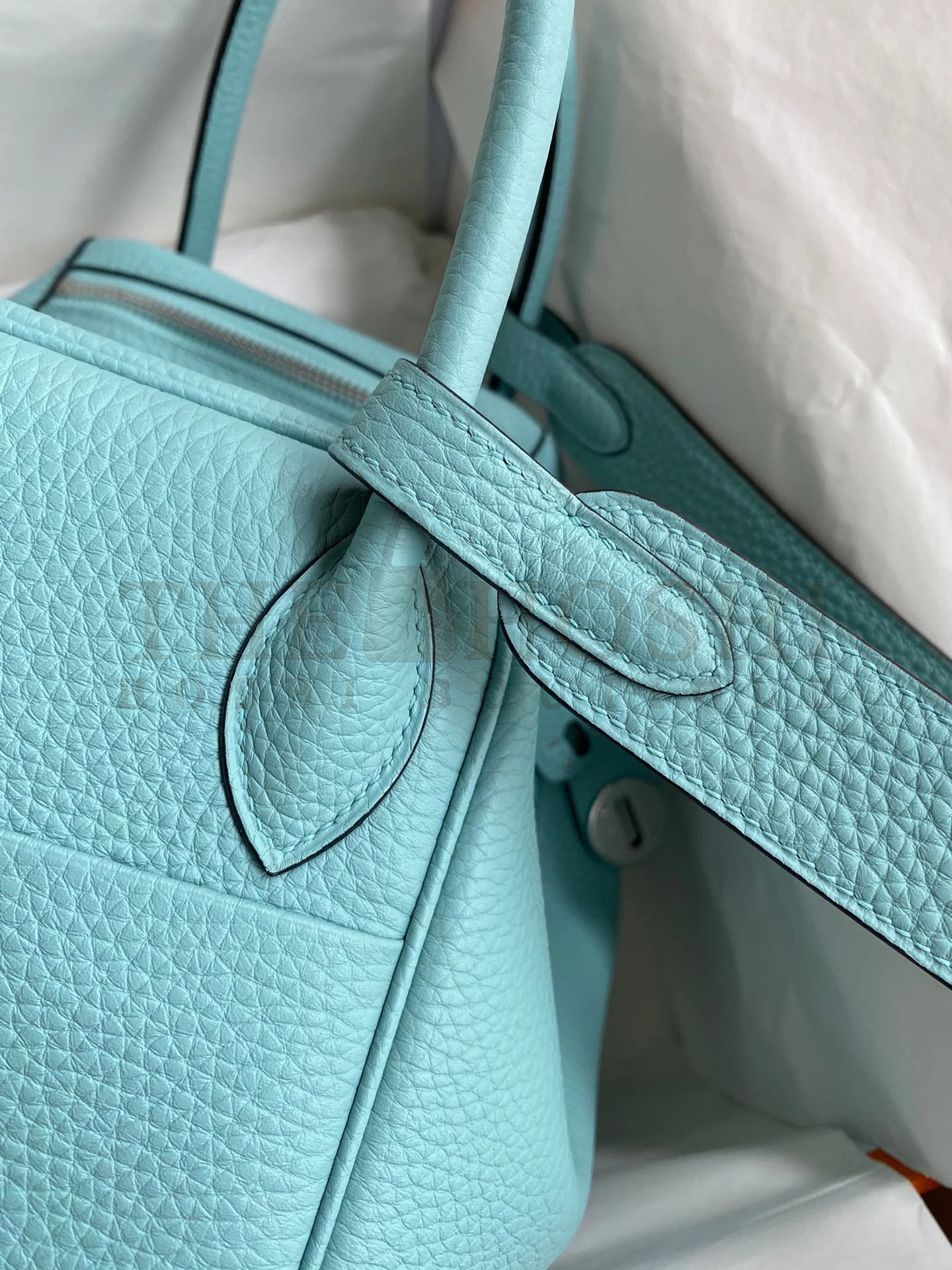 H**me5 Lindy 30 Handmade Bag In Blue Atoll Clemence Leather Master Quality
