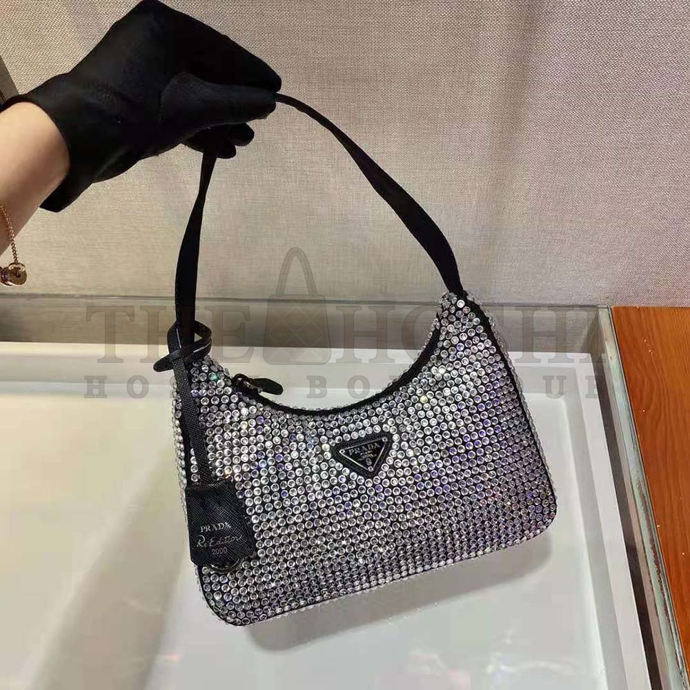 Pra*a Women Duchesse and Crystal Mini-Bag-Black Master Quality