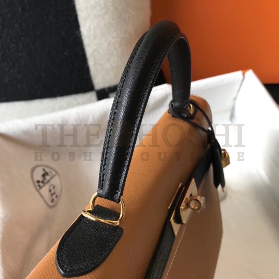 H**me5 Bi-color Kelly 32cm Epsom Bag Gold/Black GHW Master Quality
