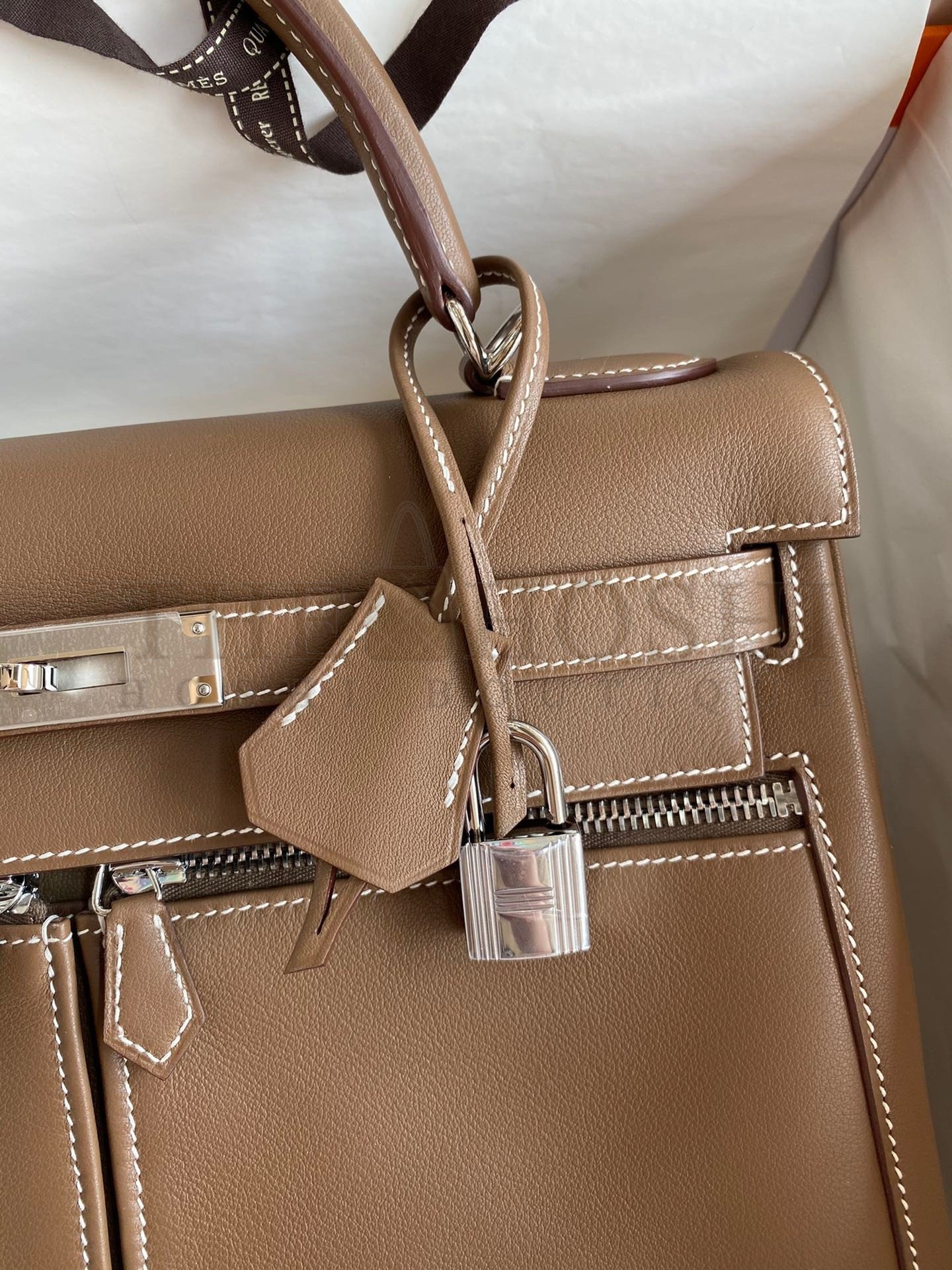 H**me5 Kelly Lakis 32 Handmade Bag In Taupe Swift Calfskin Master Quality