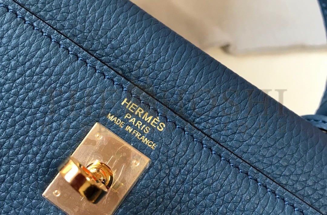 H**me5 Kelly 25cm Retourne Bag in Blue Agate Clemence Leather GHW Master Quality