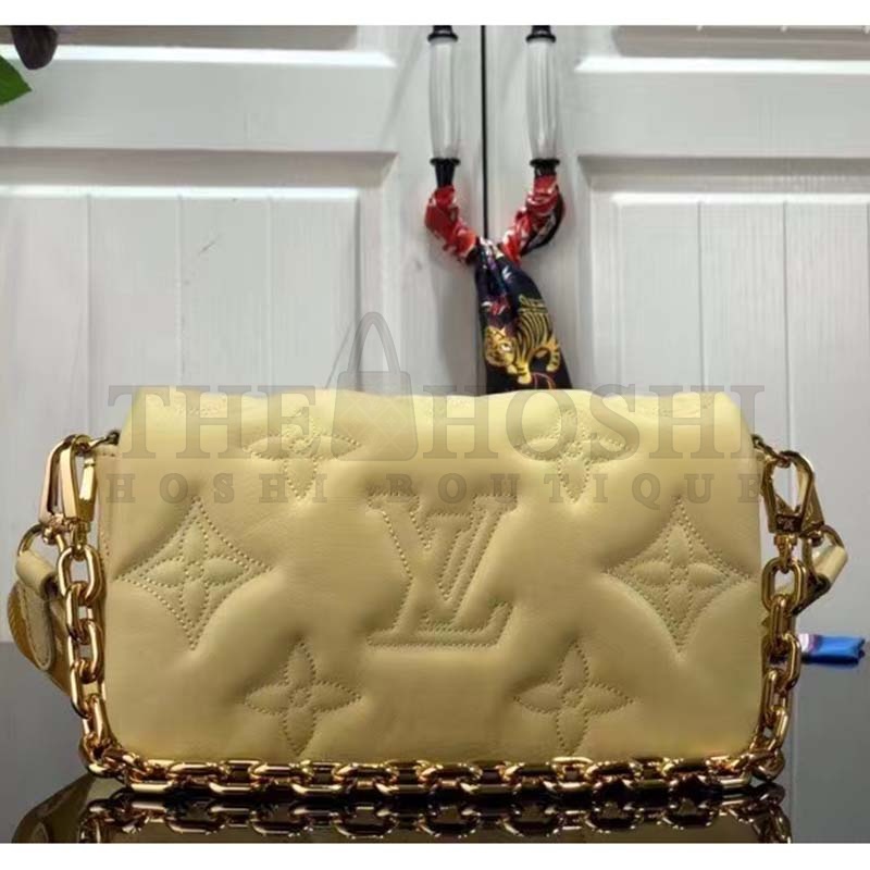 L0vis Vvtt0n LV Women Wallet On Strap Banane Yellow Monogram Embroidered Leather Master Quality