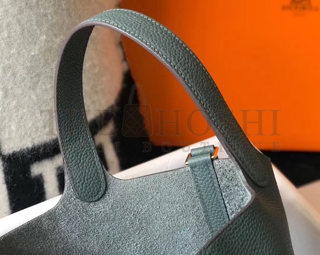 H**me5 Vert Amande Picotin Lock PM 18cm Handmade Bag Master Quality