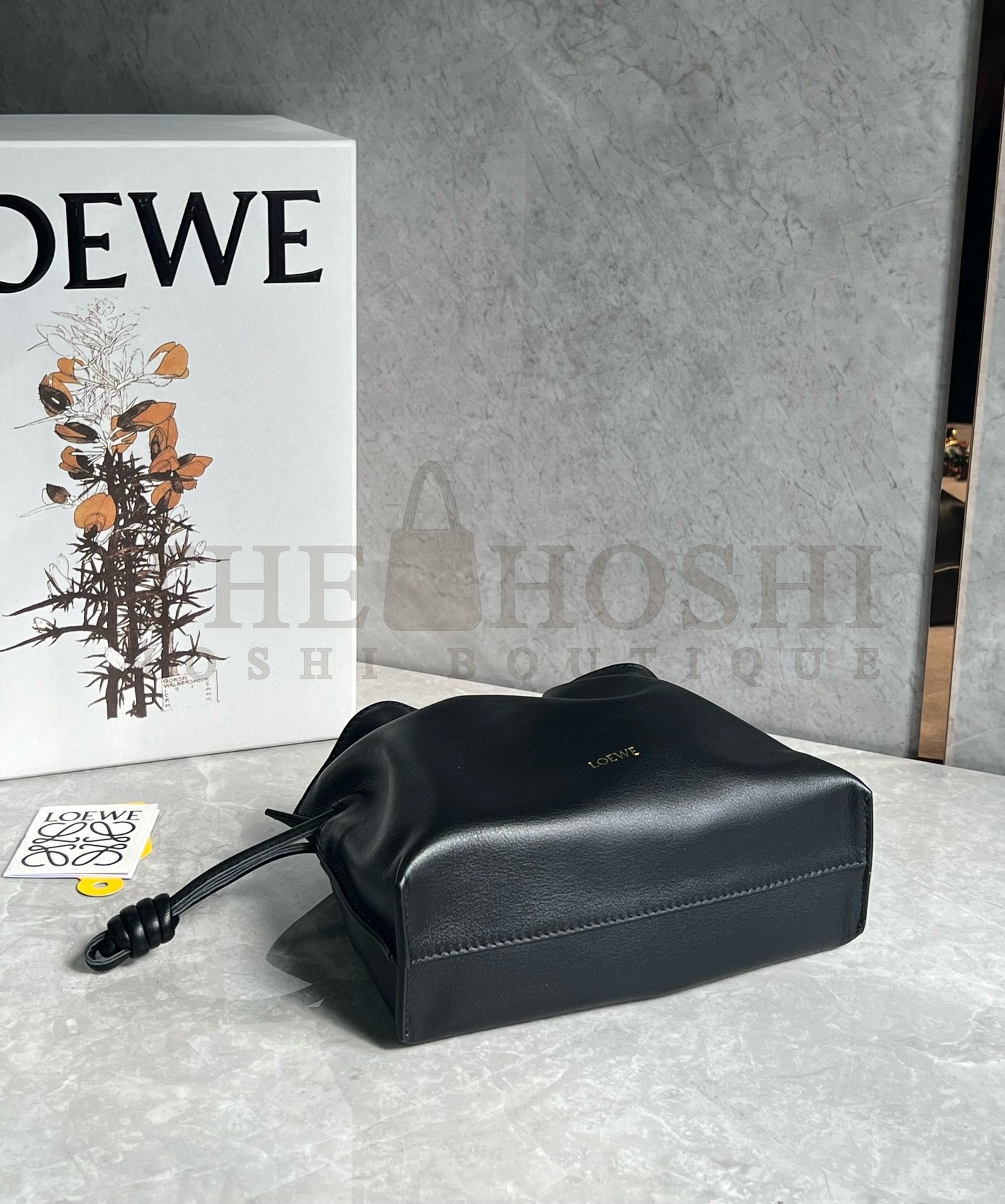 L0ew* Mini Flamenco Clutch Bag in Black Nappa Calfskin Master Quality