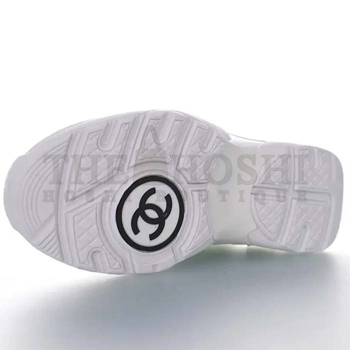 Ch**el Women CC Low Top Sneakers Calfskin Suede Triple White Master Quality