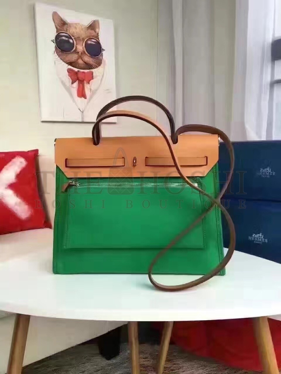 H**me5 Herbag Zip PM 31cm Bag In Green Canvas Master Quality