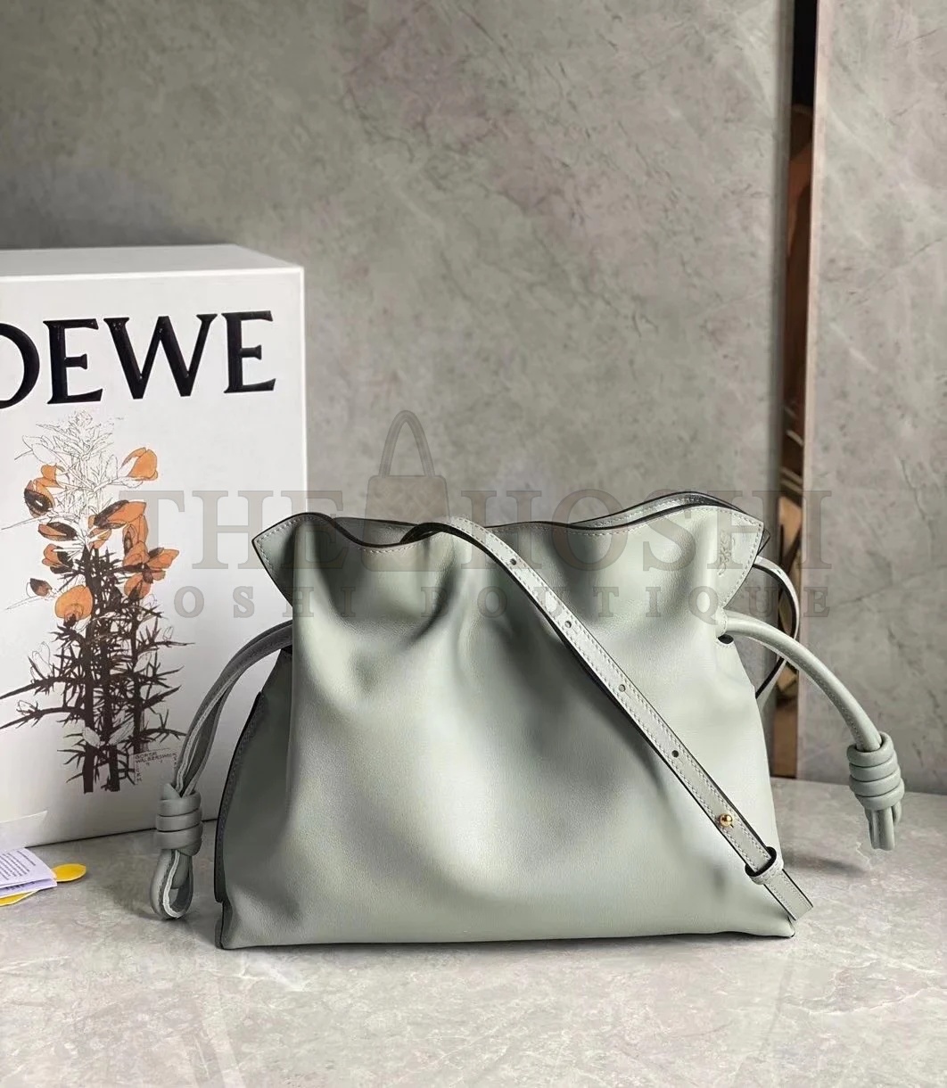 L0ew* Flamenco Clutch Bag In Ash Grey Calfskin Master Quality