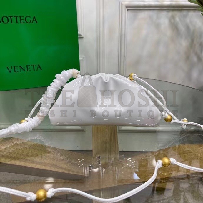 B0tt*ga Ven*ta Mini Pouch In White Patent Leather Master Quality