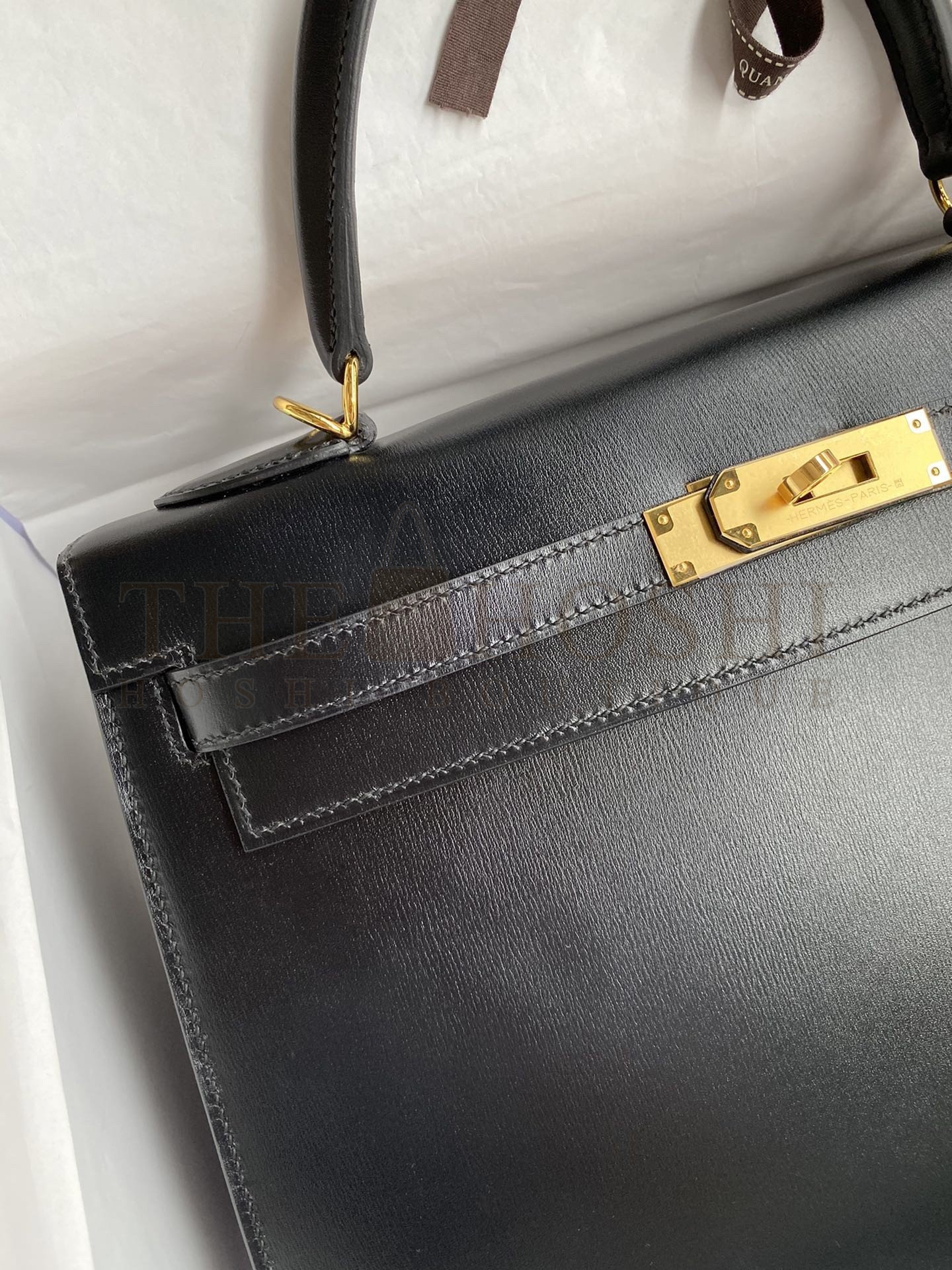 H**me5 Kelly Sellier 32 Handmade Bag In Black Box Calfskin Master Quality
