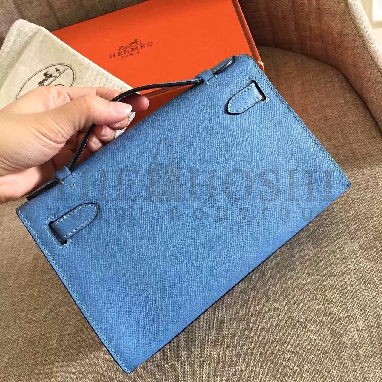 H**me5 Blue Paradise Kelly Pochette Epsom Handmade Bag Master Quality