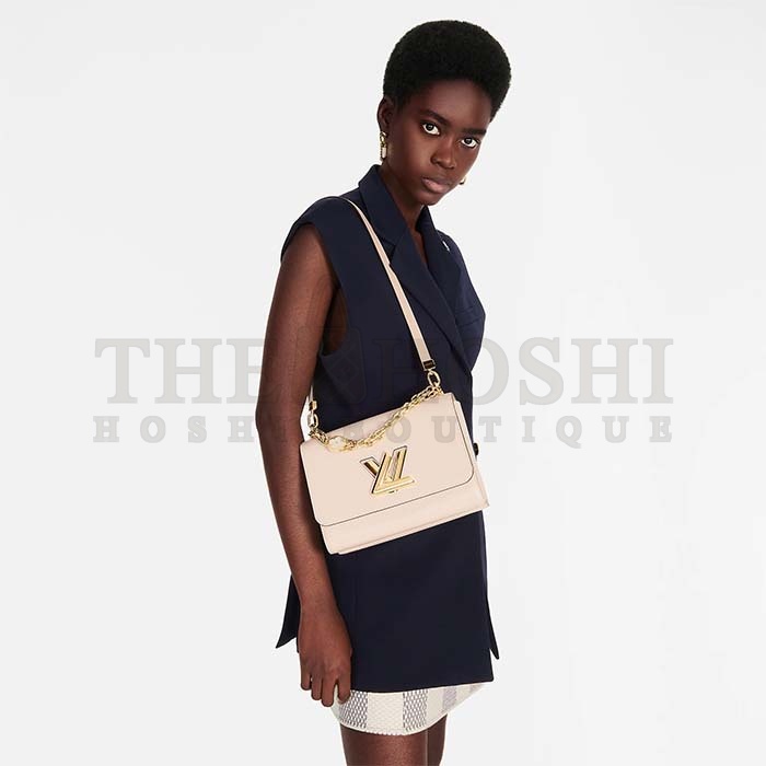 L0vis Vvtt0n LV Women Twist MM Handbag Quartz White Epi Grained Leather Master Quality
