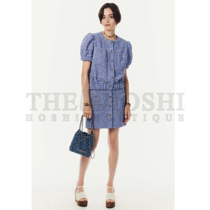 Ch**el Women CC 22 Handbag Stitched Denim Silver Metal Blue 20cm and 36cm Master Quality