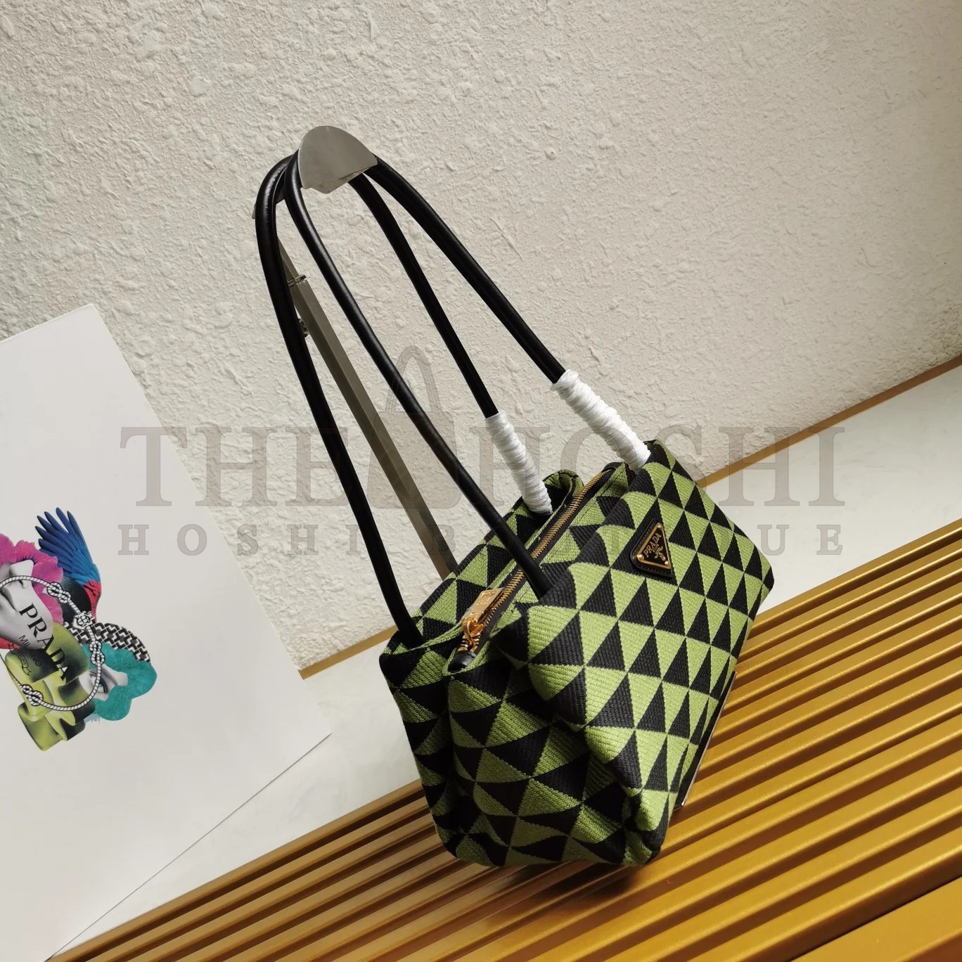 Pra*a S*pernova Small Shoulder Bag In Black/Green Fabric Master Quality