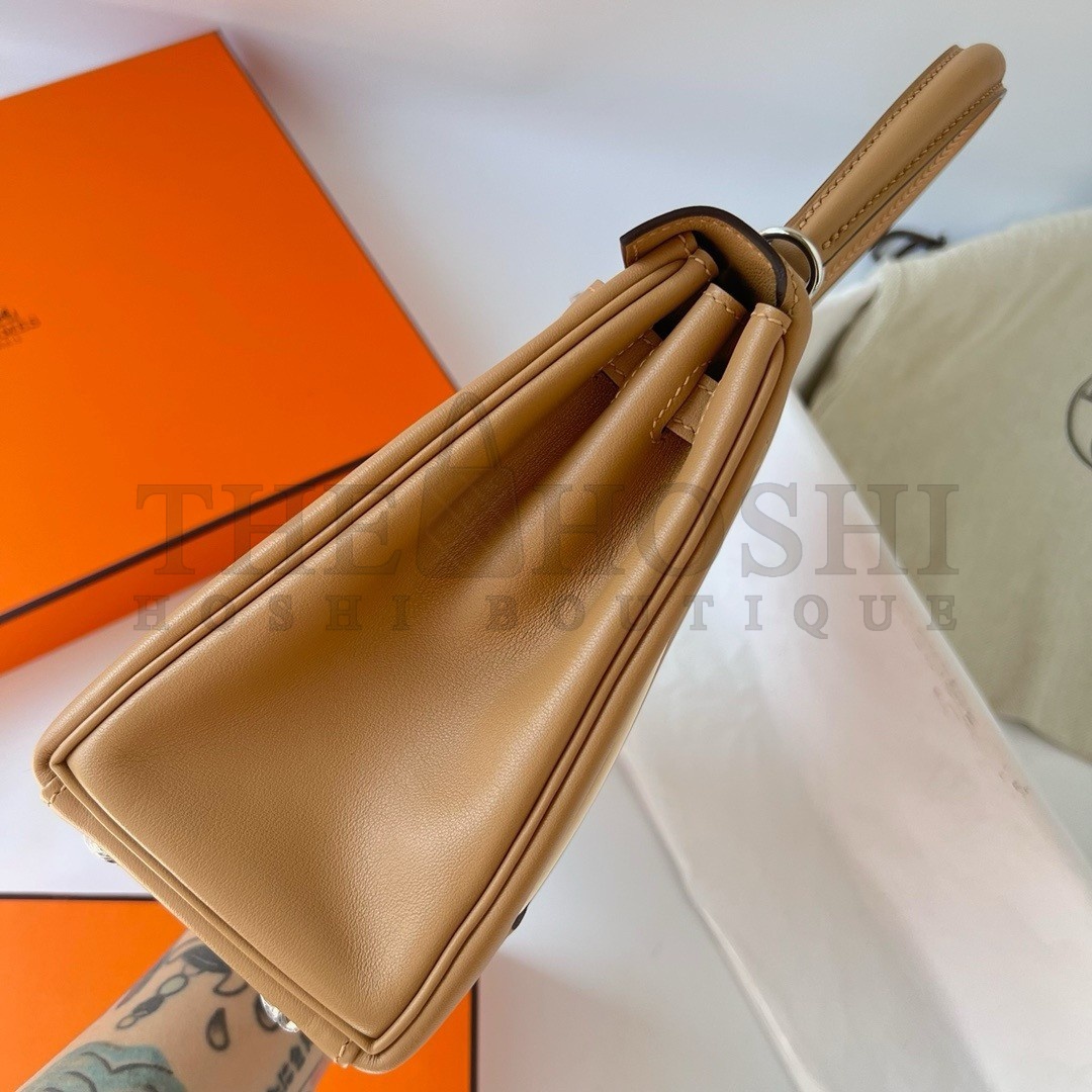 H**me5 Kelly Colormatic 25 Handmade Bag in Chai Swifit Leather Master Quality