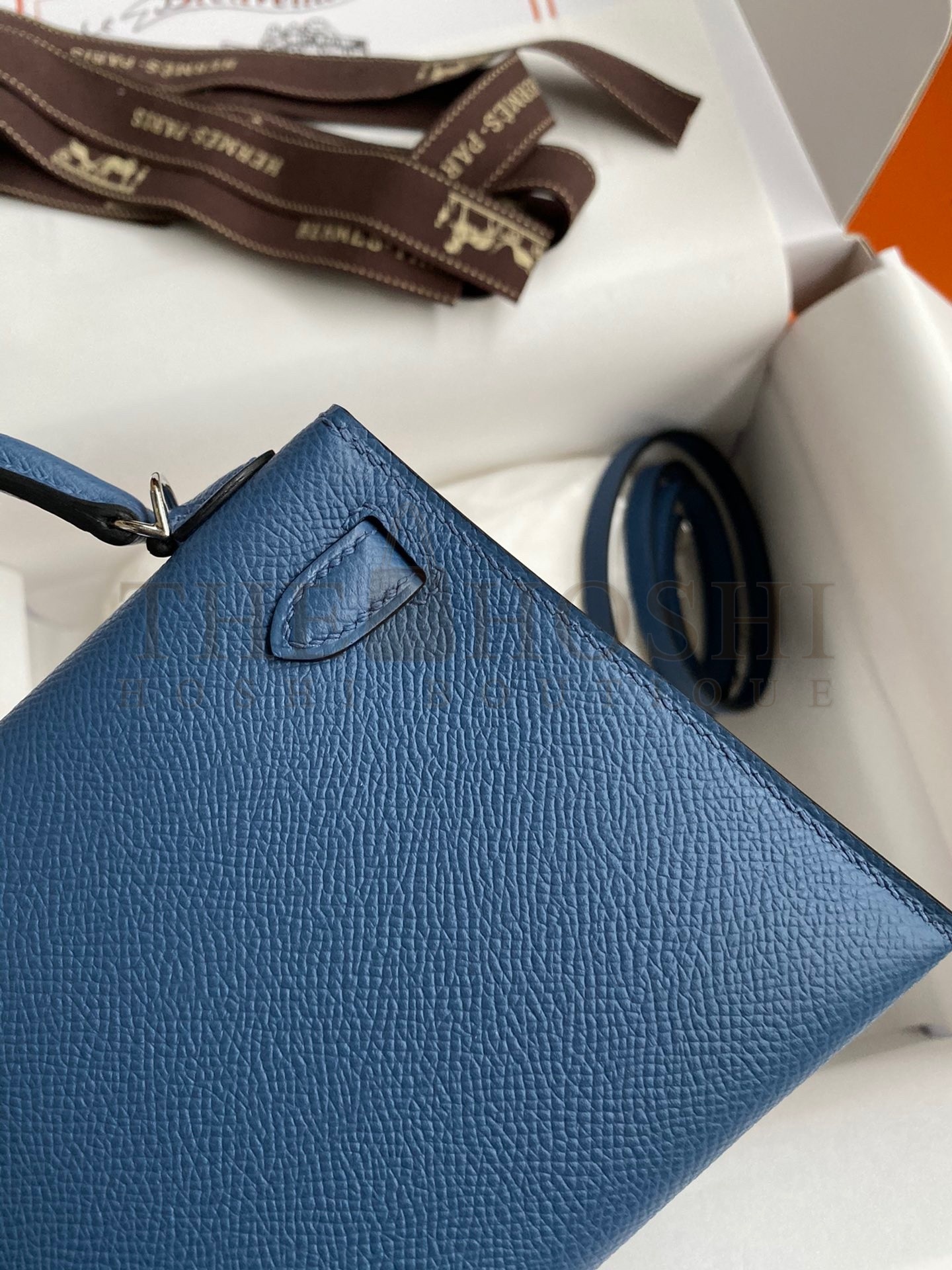 H**me5 Kelly Mini II Sellier Handmade Bag In Blue Agate Epsom Calfskin Master Quality