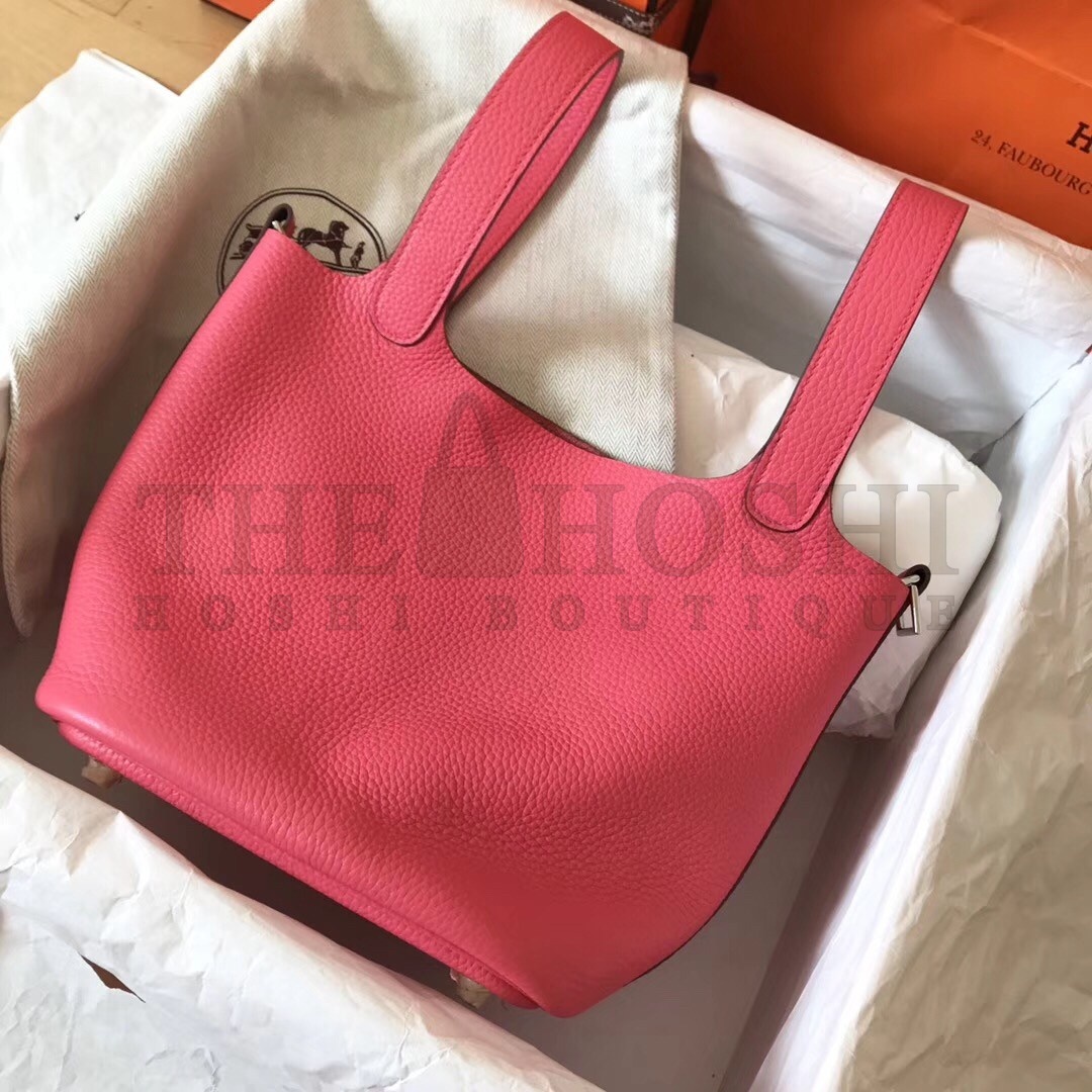 H**me5 Rose Lipstick Picotin Lock PM 18cm Handmade Bag Master Quality