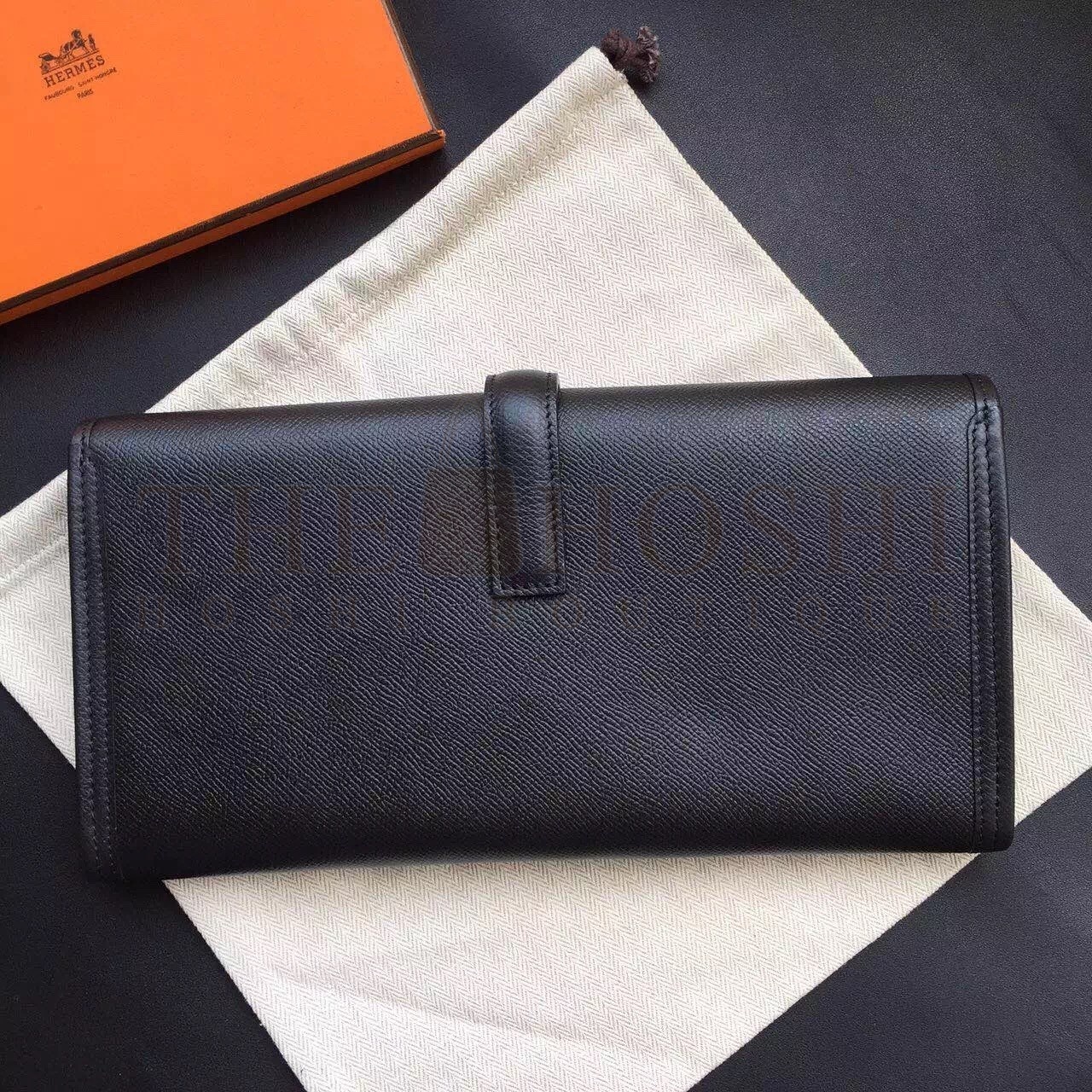 H**me5 Black Epsom Jige Elan 29 Clutch Bag Master Quality
