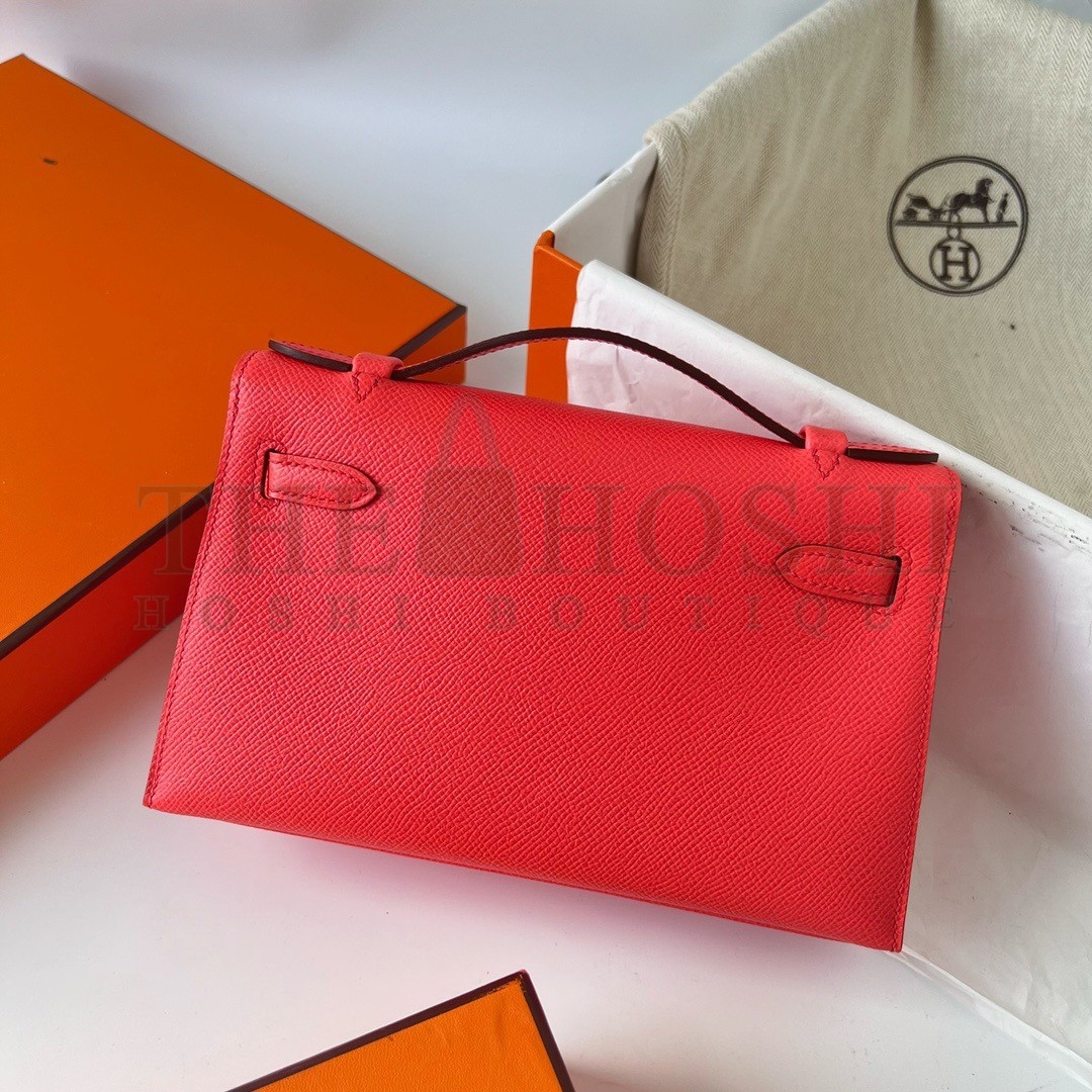 H**me5 Kelly Pochette Handmade Bag In Rose Texas Epsom Calfskin Master Quality