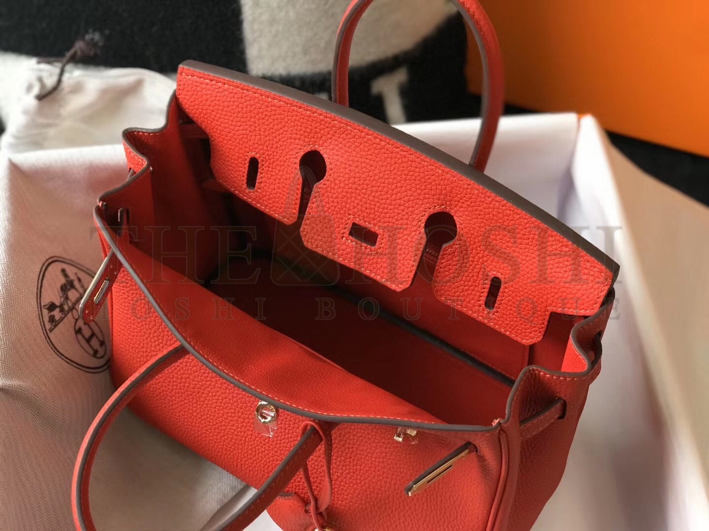 H**me5 Birkin 25cm Bag In Red Clemence Leather Master Quality