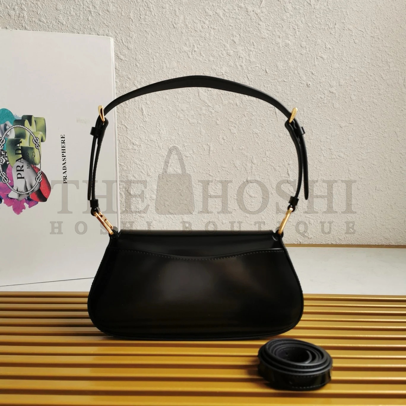 Pra*a Shoulder Bag in Black Brushed Calfskin Master Quality