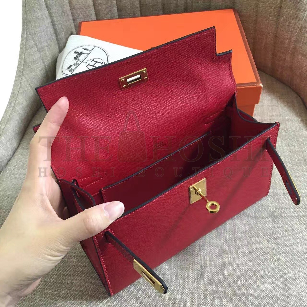H**me5 Dark Red Kelly Pochette Epsom Handmade Bag Master Quality