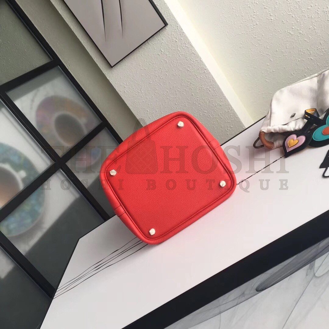 H**me5 Red Picotin Lock 22cm Braided Handle Bag Master Quality